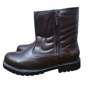 Totes Brown Winter Snow Boots Brown Faux Fur Lined Side Zip‎ Quilted Size 9